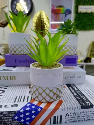 Artificial Succulent Flowers White Pot