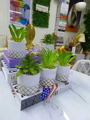 Artificial Succulent Flowers White Pot