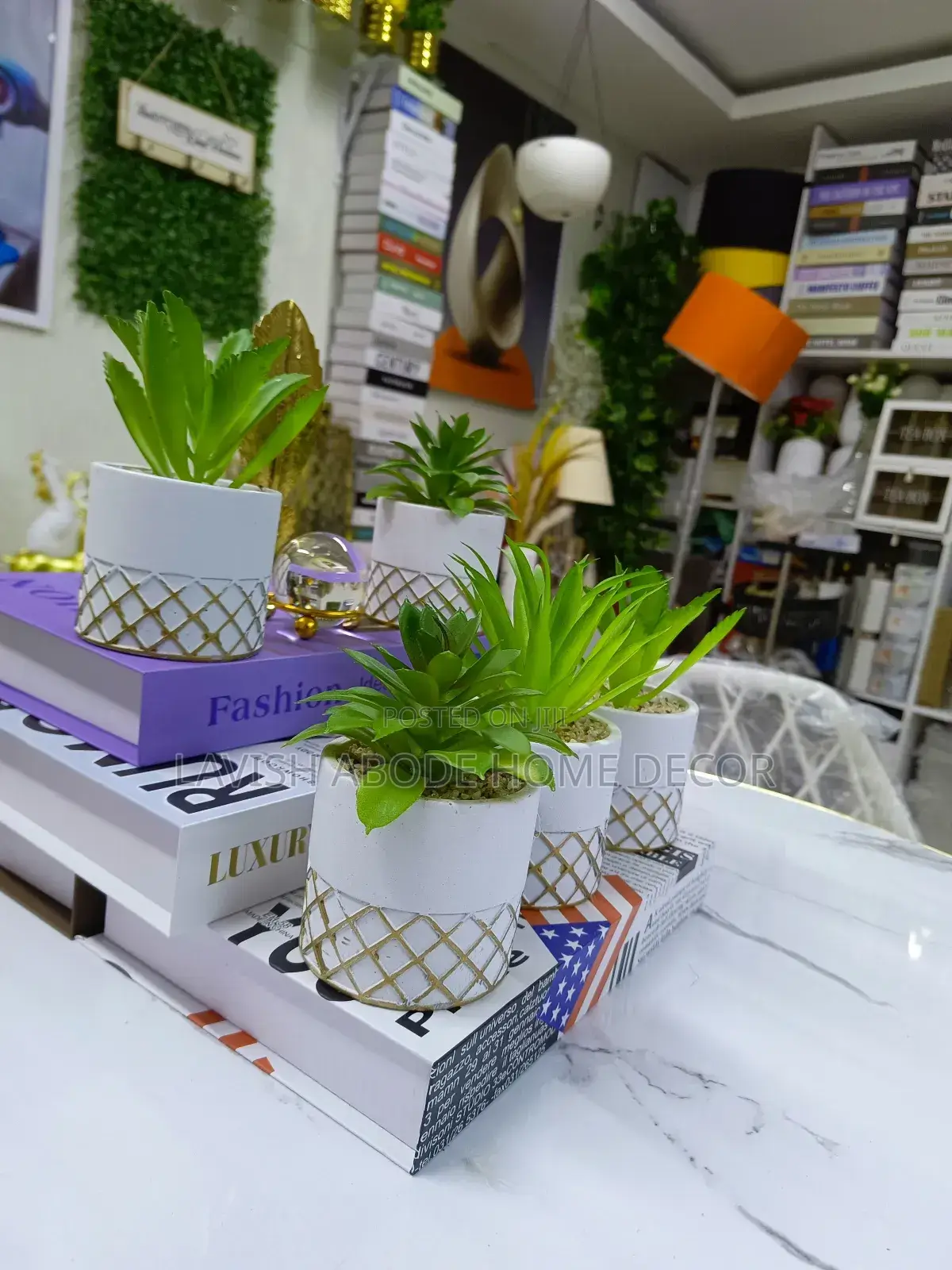 Artificial Succulent Flowers White Pot