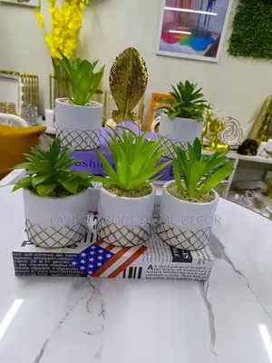 Artificial Succulent Flowers White Pot