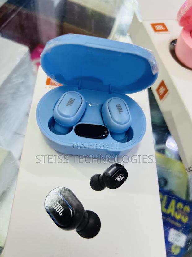 Blue JBL Wireless Earbuds - main view