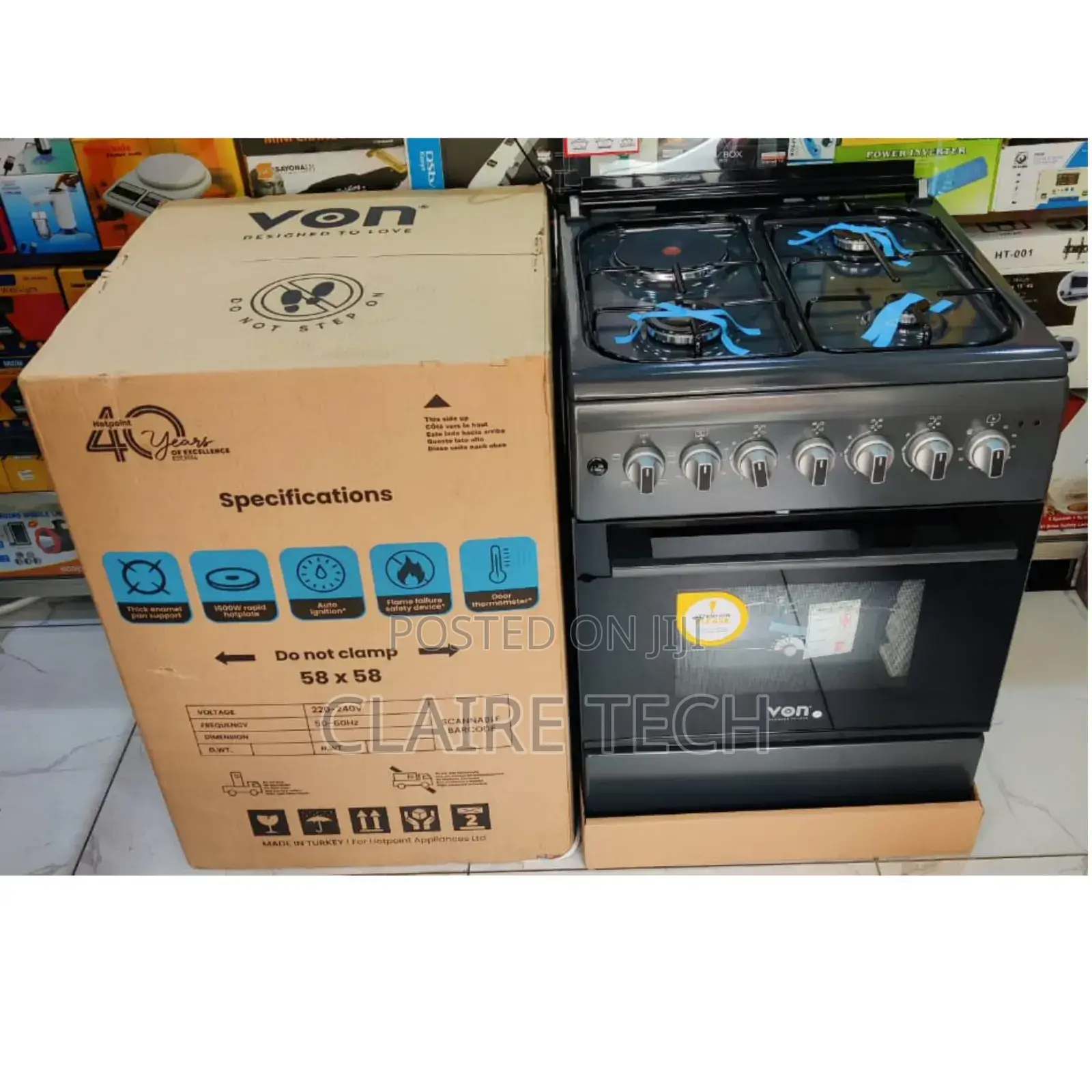 Von 3gas+1electric Standing Cooker 58*58 With Electric Oven