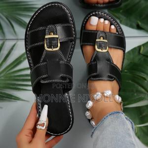 Black Leather Sandals. Summer - thumbnail 2