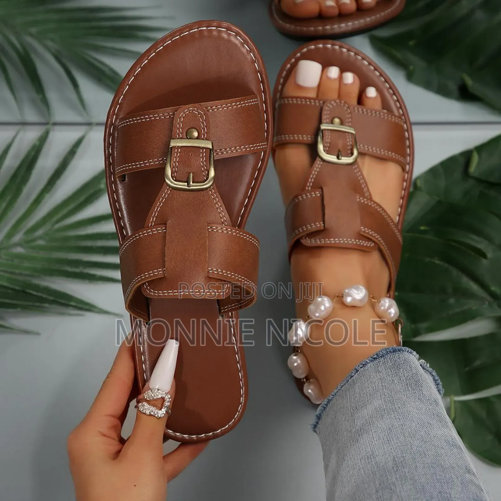 Cute Brown Leather Sandals