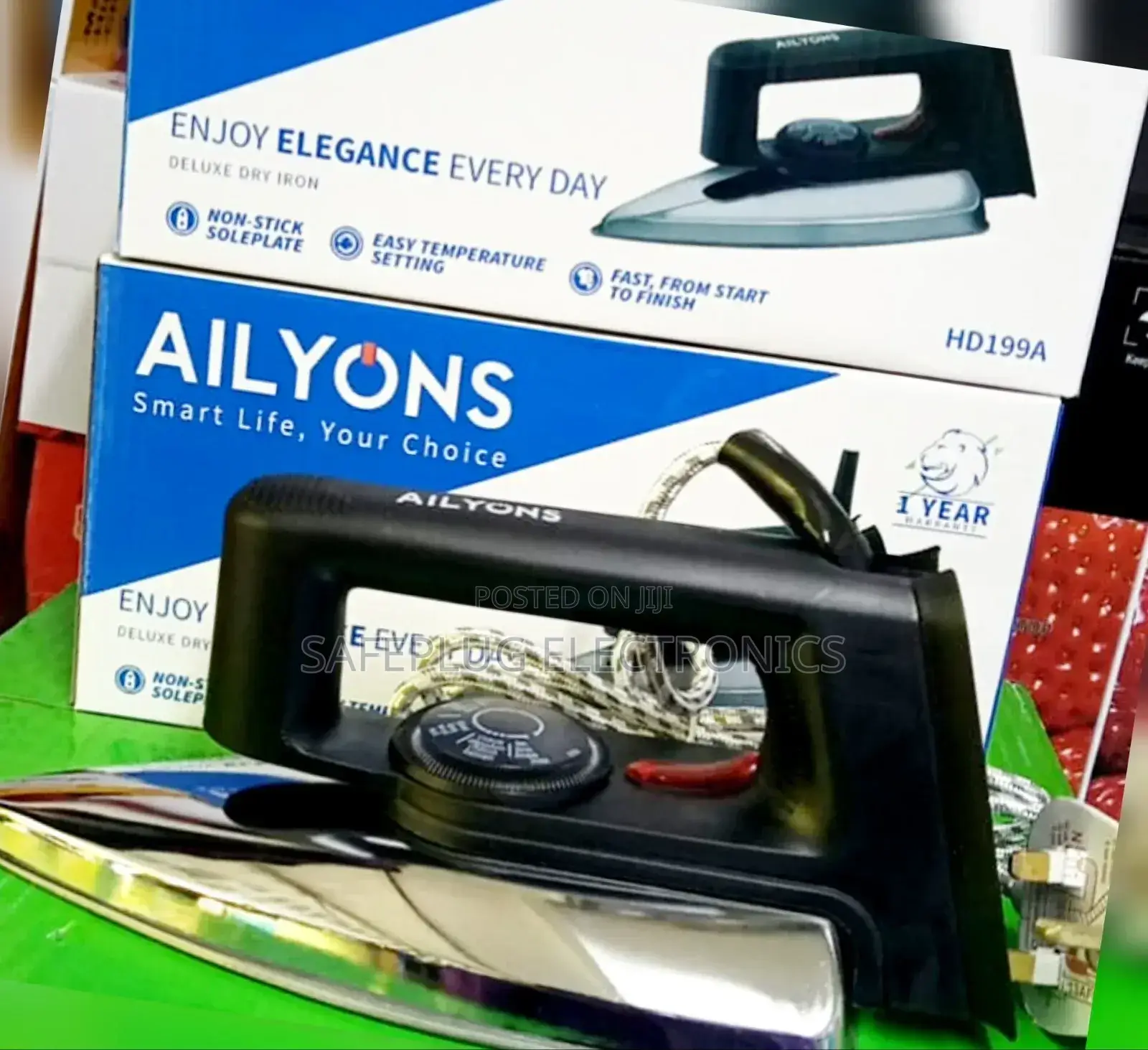 Ailyons Hd-199a Electric Dry Iron Box Silver Black Design