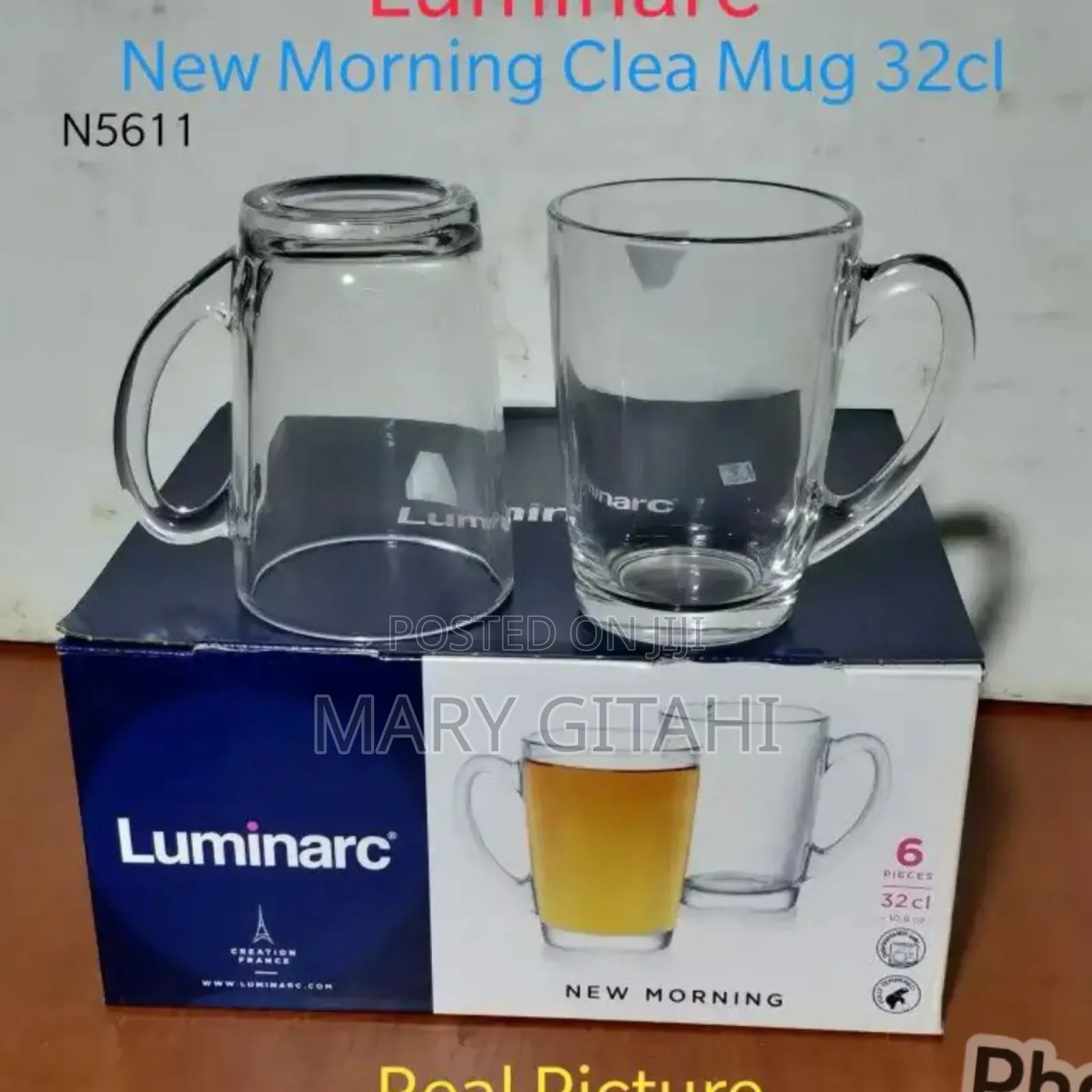 *Set of 6 Luminarc(New Morning) Clear Mugs at 
