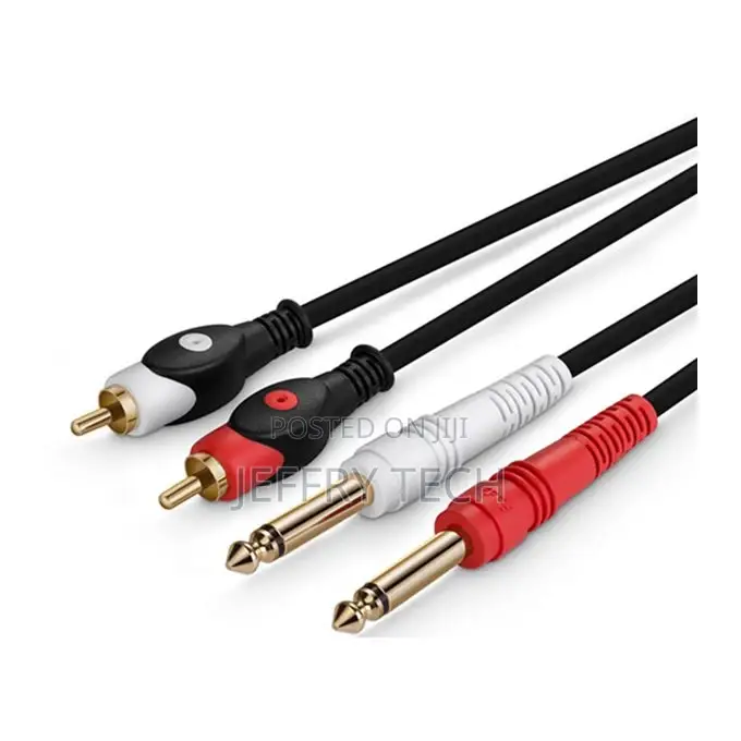 Dual Rca Male Connector to Dual 6.35mm Male Connector Cable