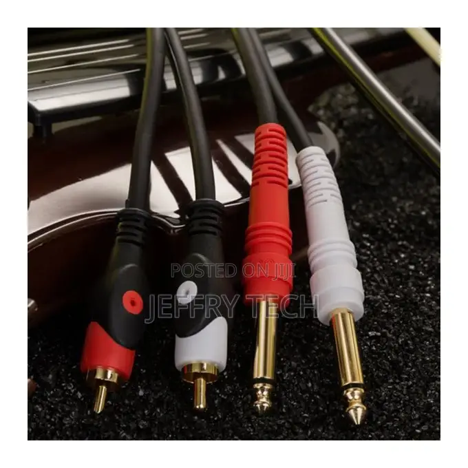 Dual Rca Male Connector to Dual 6.35mm Male Connector Cable