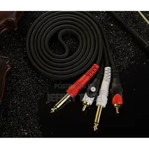 Dual Rca Male Connector to Dual 6.35mm Male Connector Cable
