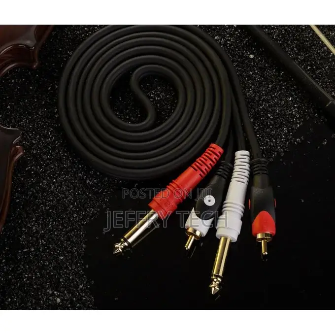 Dual Rca Male Connector to Dual 6.35mm Male Connector Cable