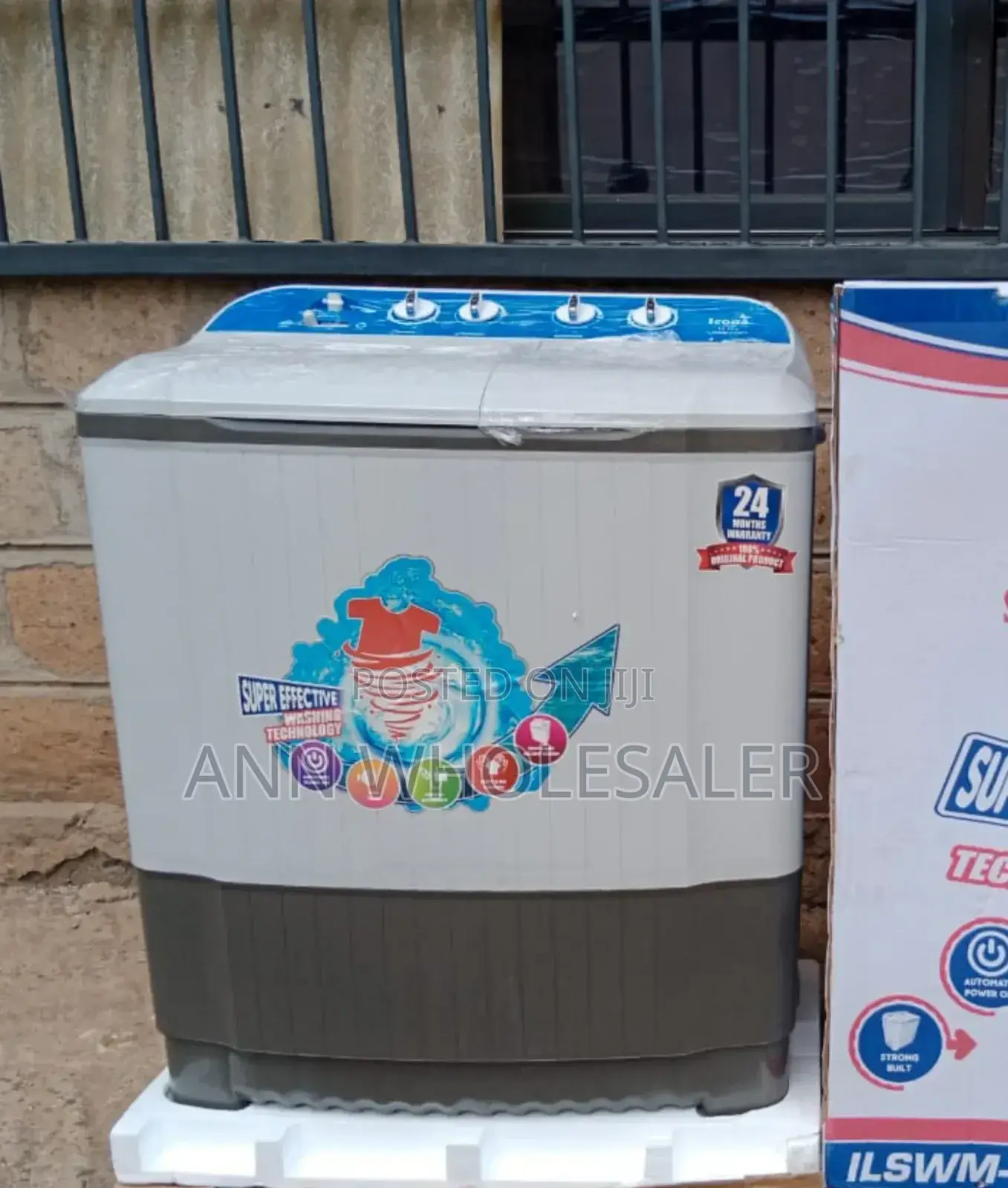 White 13kgs Icona Twin Tub Semi Auto Washing Machine A13kg