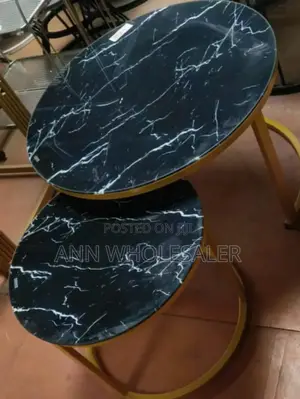 Marble Nesting Coffee Table (Glass Effect) Black M(E6