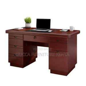 Office Tables:120cm Red Transitional Executive Office Desk
