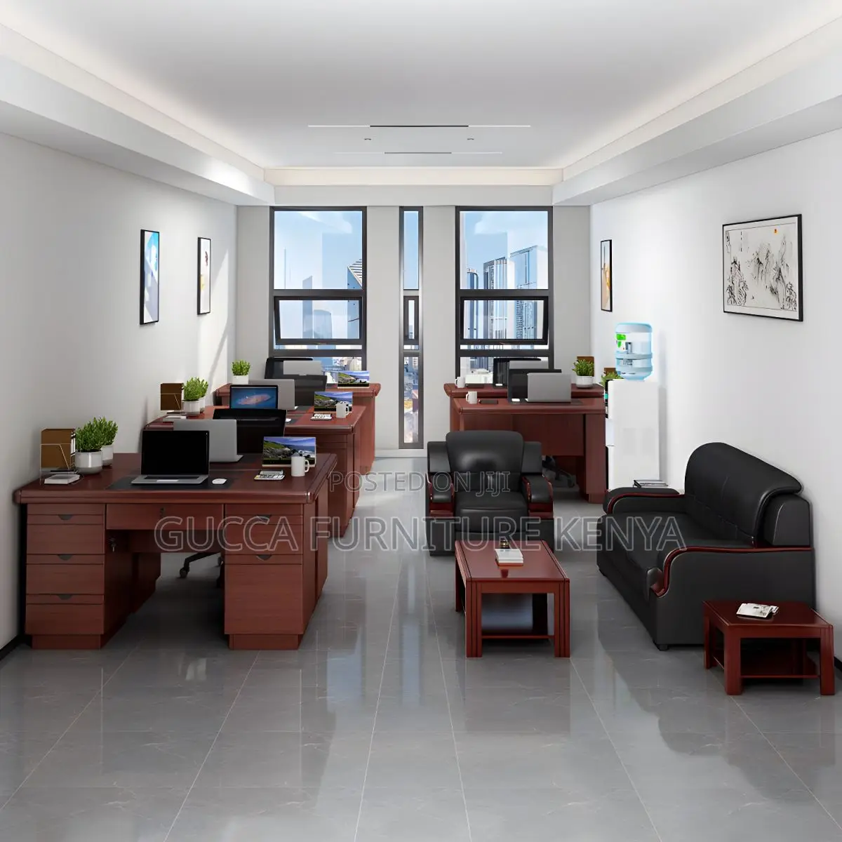 Office Tables:120cm Red Transitional Executive Office Desk