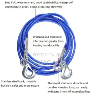 5 Ton Towing Rope Steel Unbreakable With Hook
