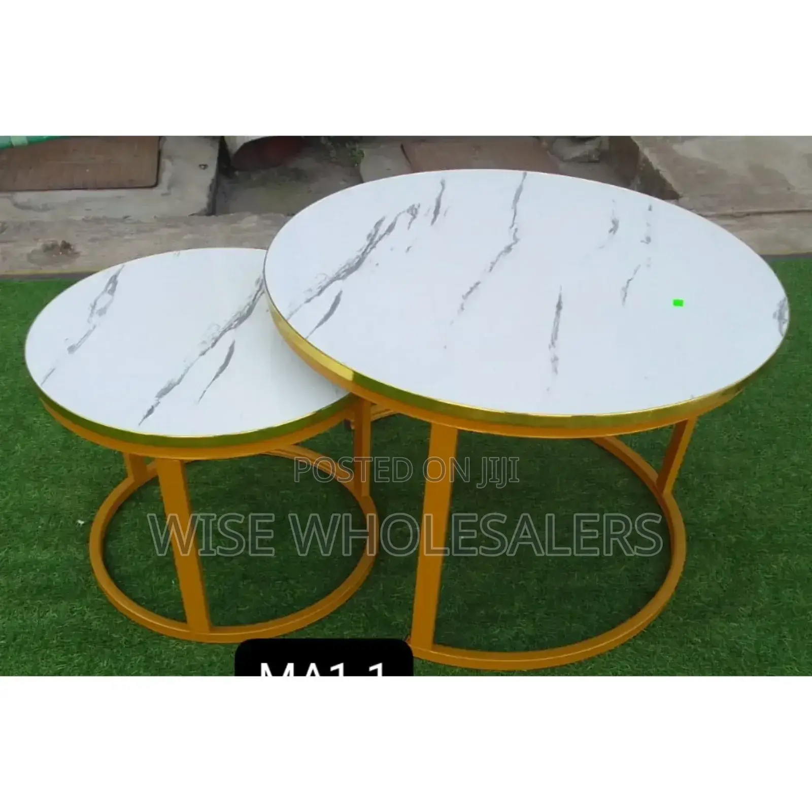 White Nesting Coffee Table Marble Effect (Mdf)