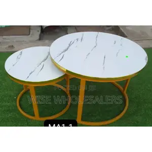 White Nesting Coffee Table Marble Effect (Mdf)