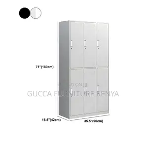 Cabinets: Metal Hinged 6-Locker Office Closet Cabinet