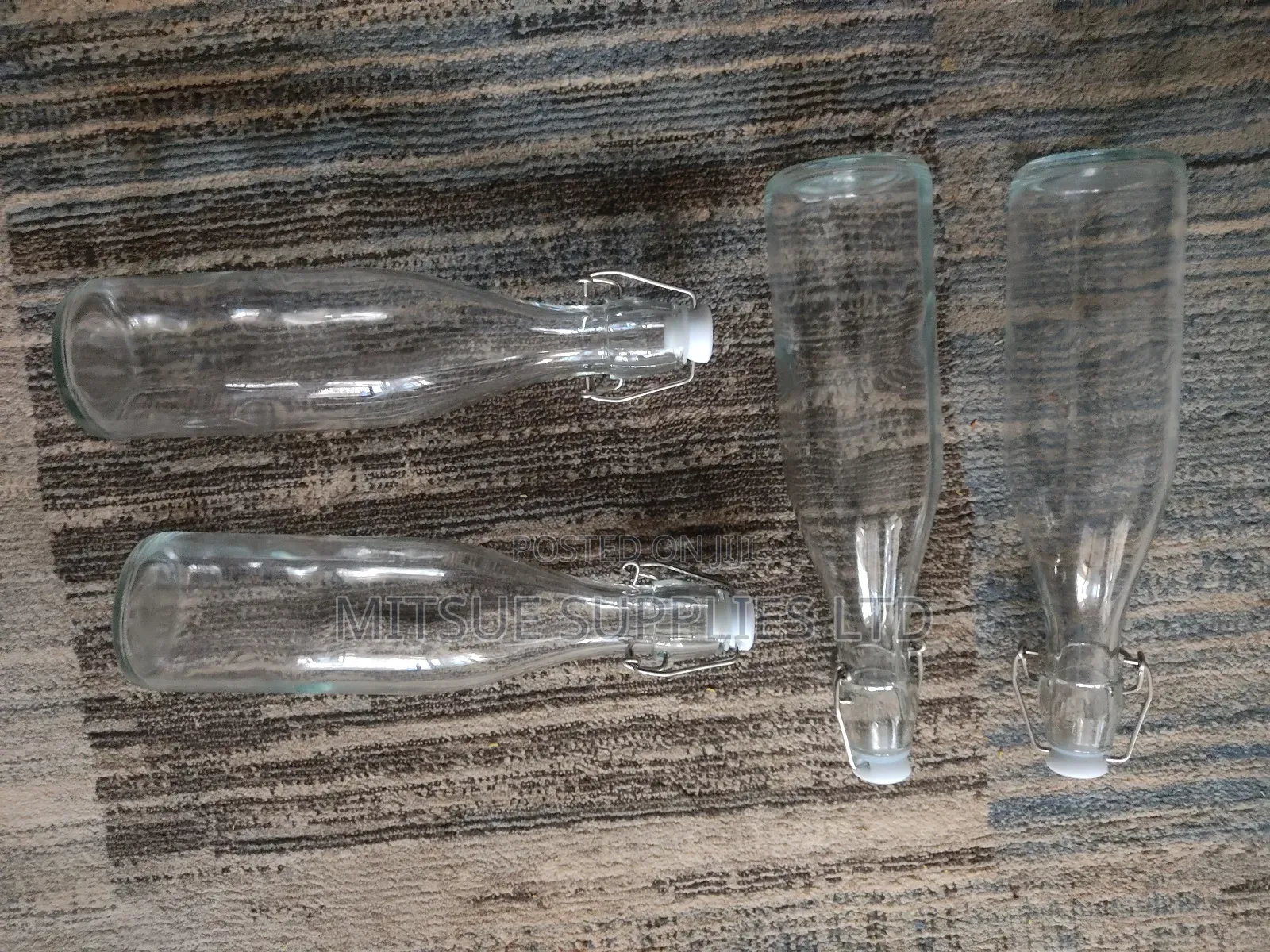 8 Glass Waterbottle 500ml With Flip Clip/Swing Lock Top - Brewing