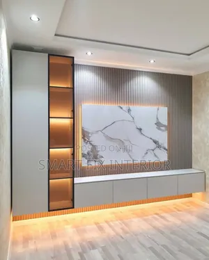 Tv Stand/Fluted Panels/Marble Sheets Installation