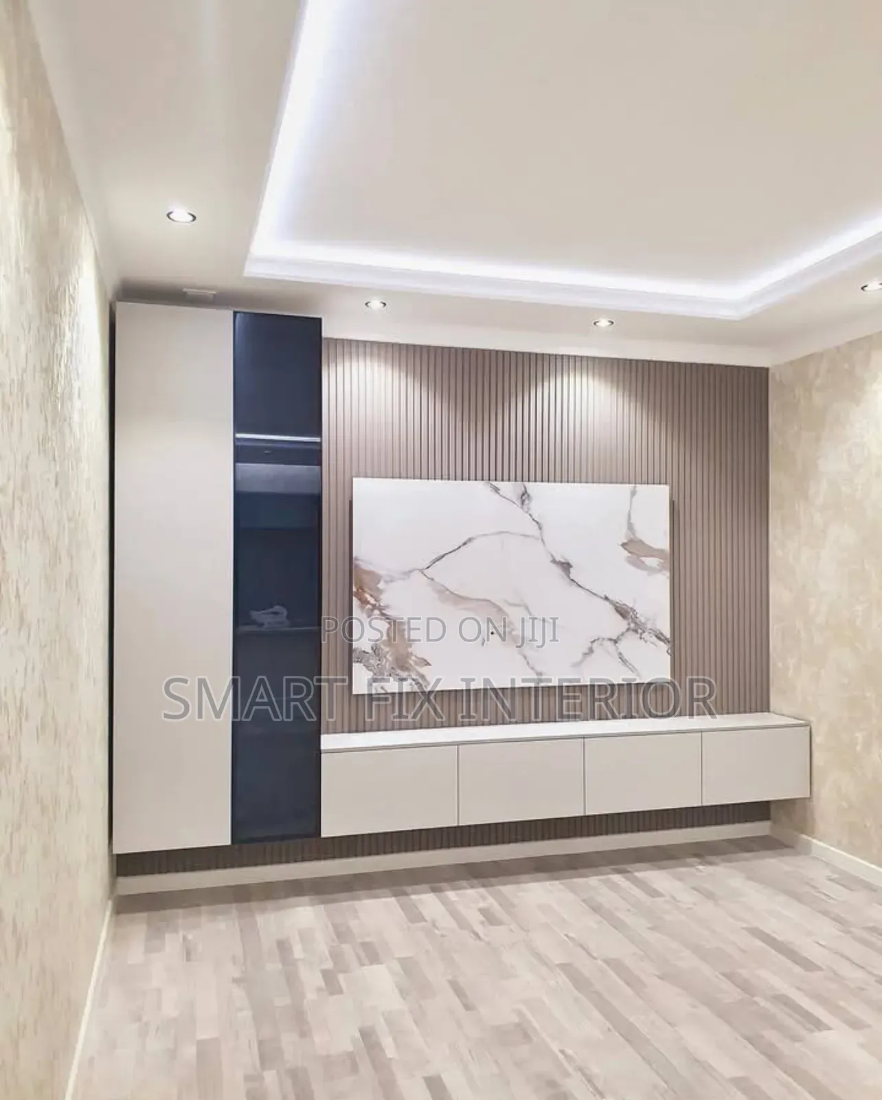 Tv Stand/Fluted Panels/Marble Sheets Installation