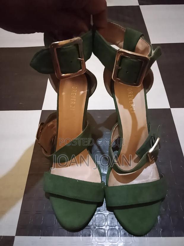 Comfortable Olive Green Block Heel Shoes - main view