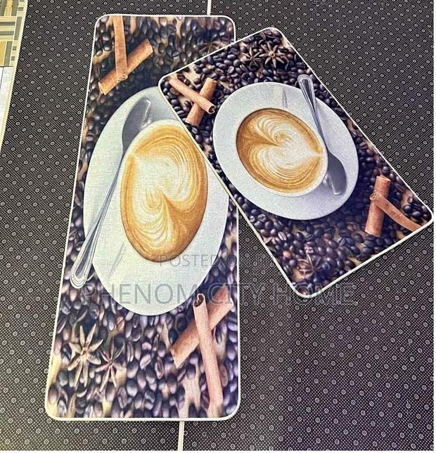 New Coffee Design Rubber Bottom Kitchen Mats Available - main view