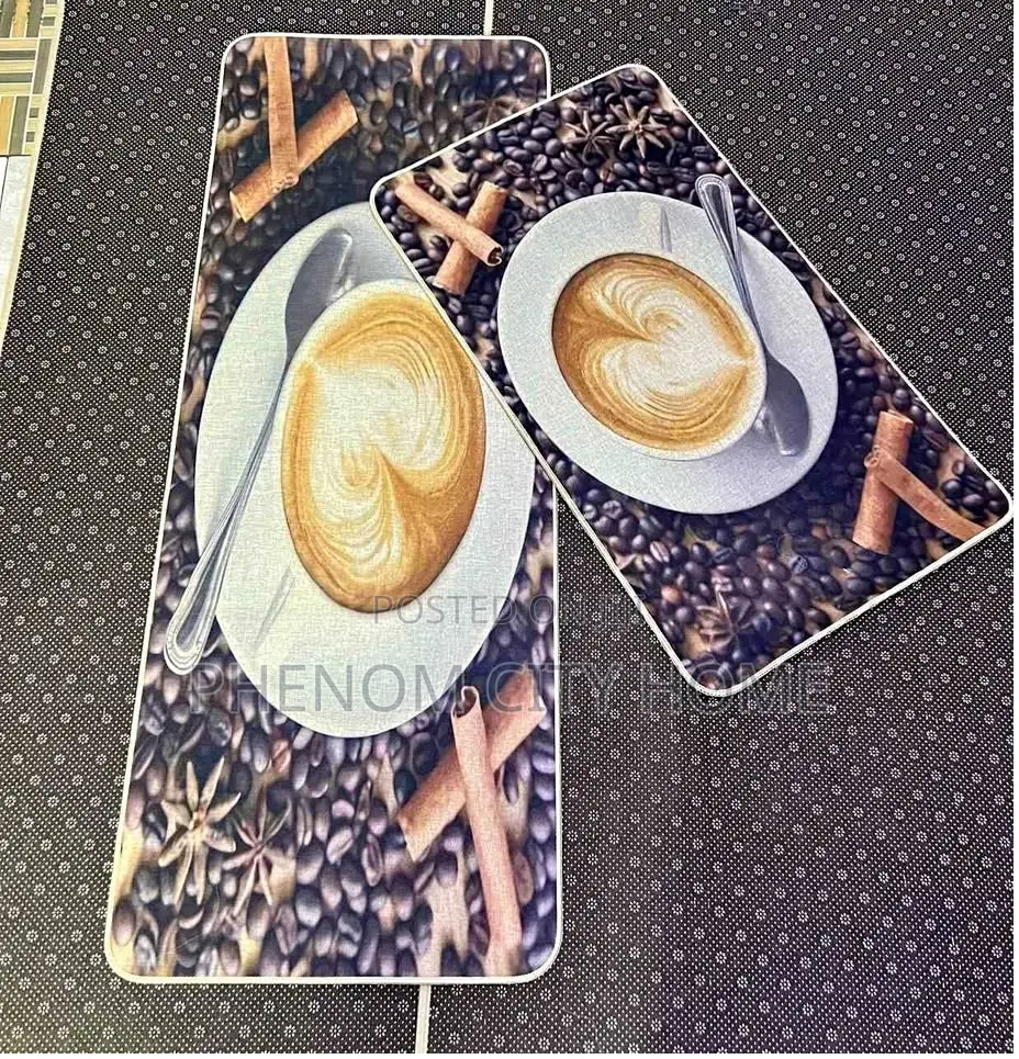 New Coffee Design Rubber Bottom Kitchen Mats Available