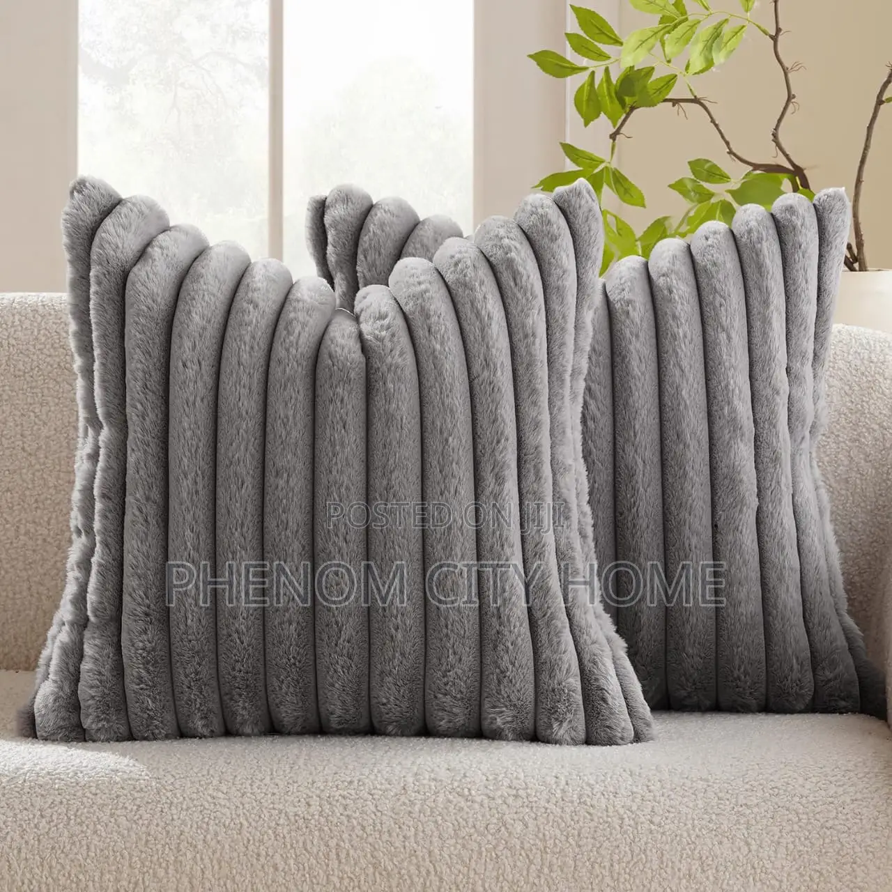 Grey Quality Velvet Ribbed Cuahion Throwpillow Covers