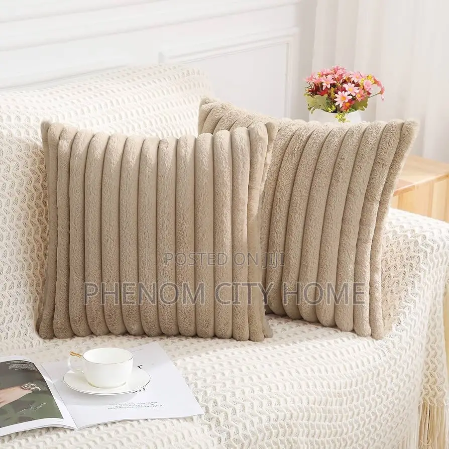 Grey Quality Velvet Ribbed Cuahion Throwpillow Covers