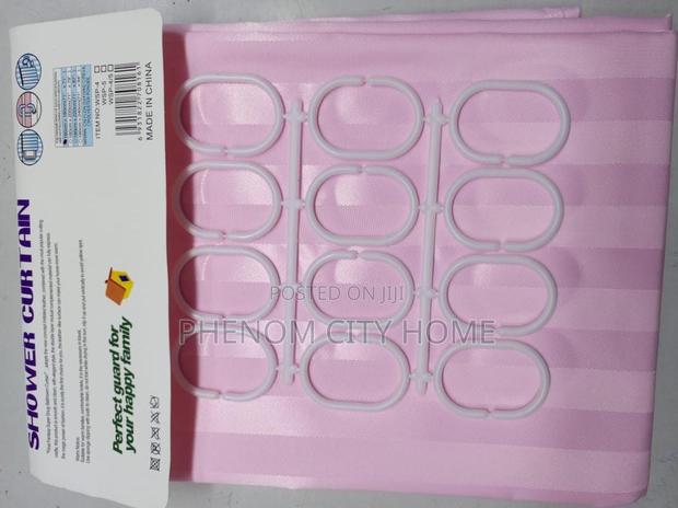 Pink Polyester Quality Bathroom Curtains Available - main view