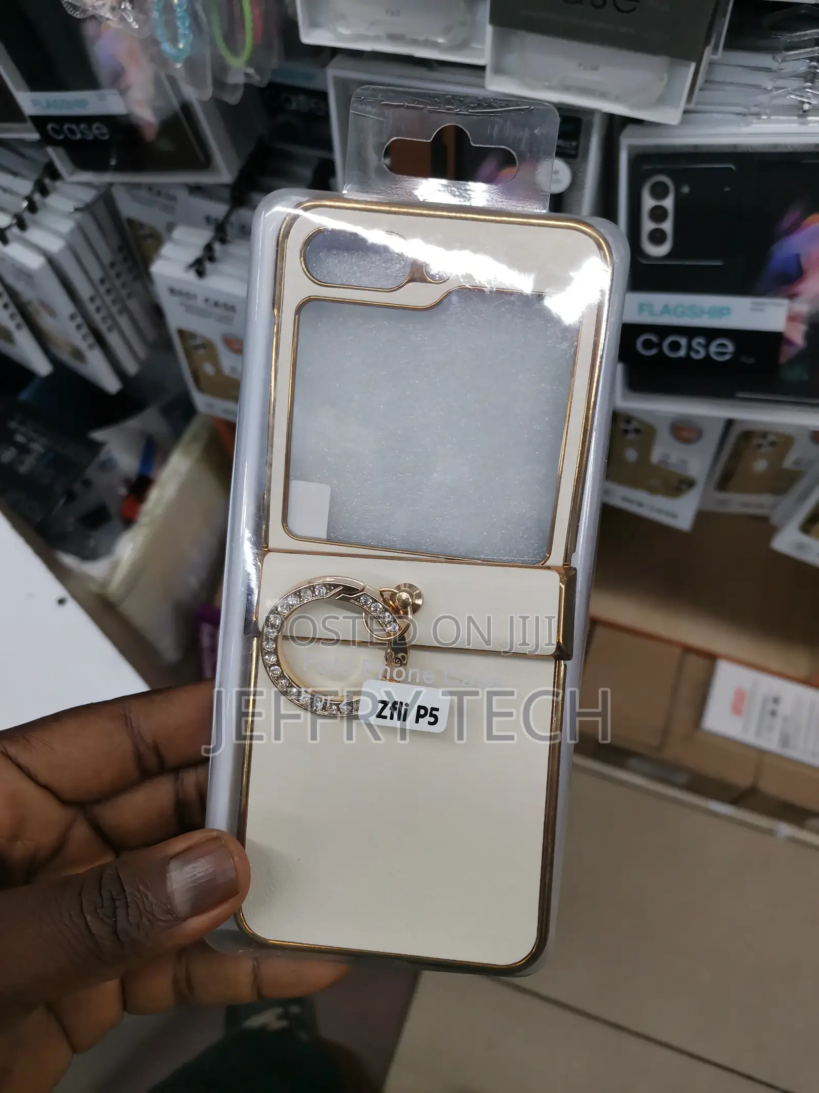 Samsung Z Flip 5 5gback Cover Cute 3d Bear Glitter Ring Pend