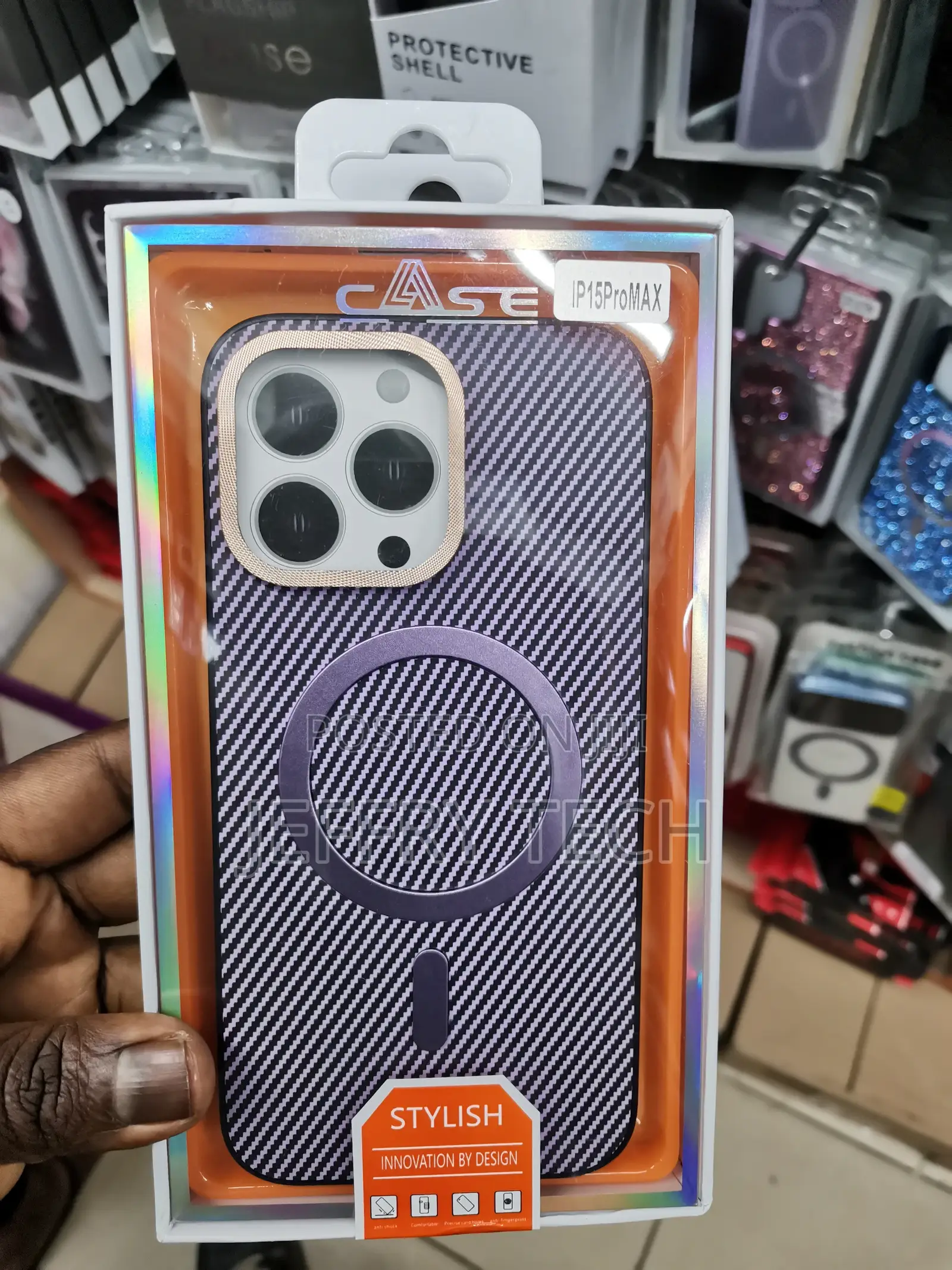 Protect Magnetic Carbon Case for iPhone 15 Pro Max Purple