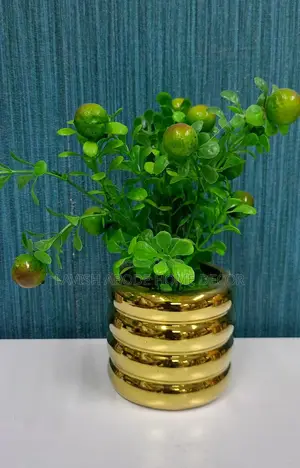 Beautiful Flower With Fruits Gold Vase