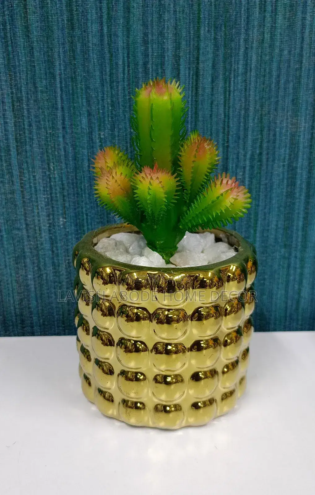 Gold Bubble Vase With Artificial Succulent