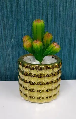Gold Bubble Vase With Artificial Succulent