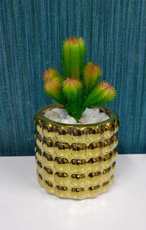 Gold Bubble Vase With Artificial Succulent