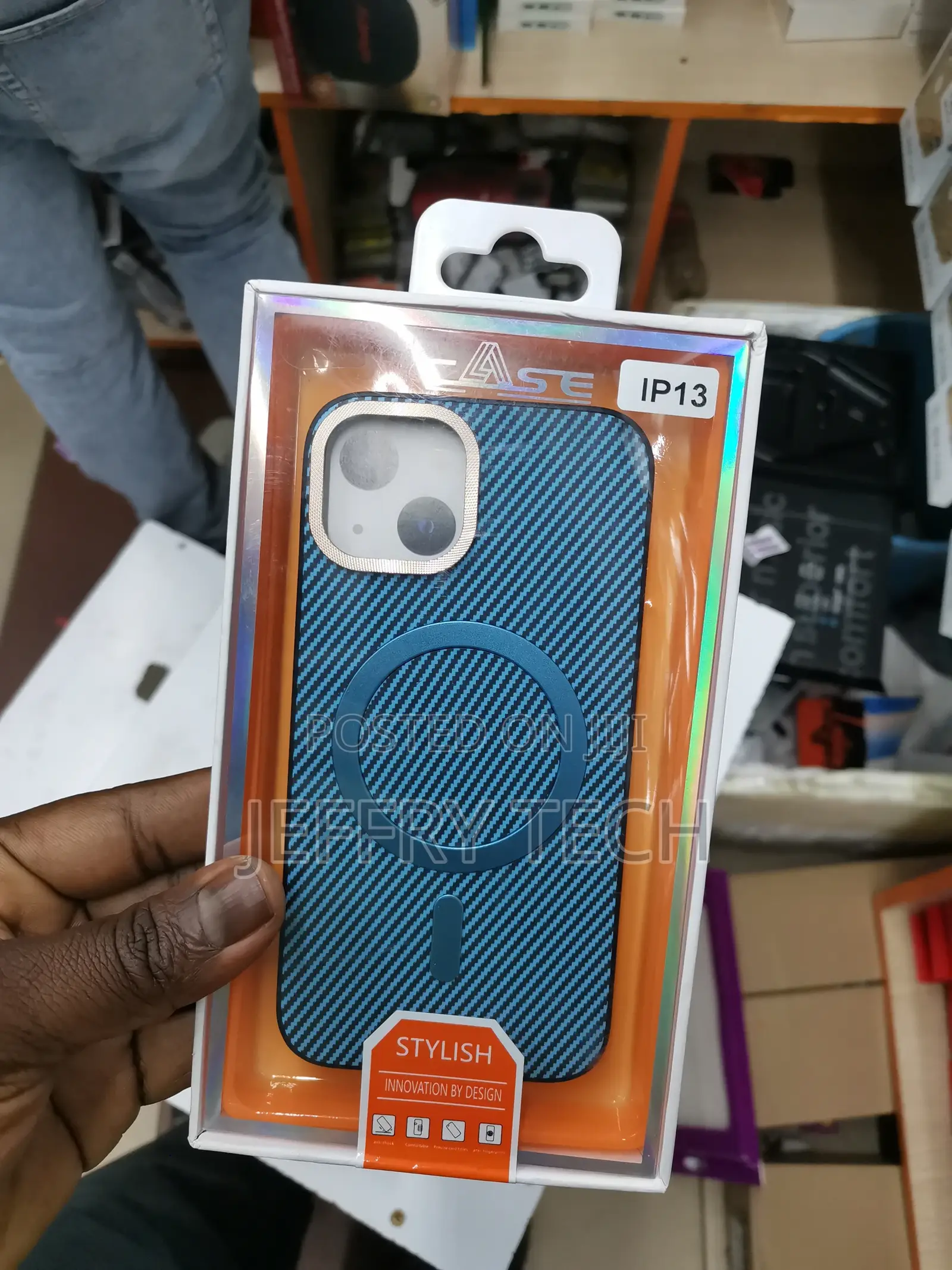Tel Protect Magnetic Carbon Case for iPhone 13 Blue