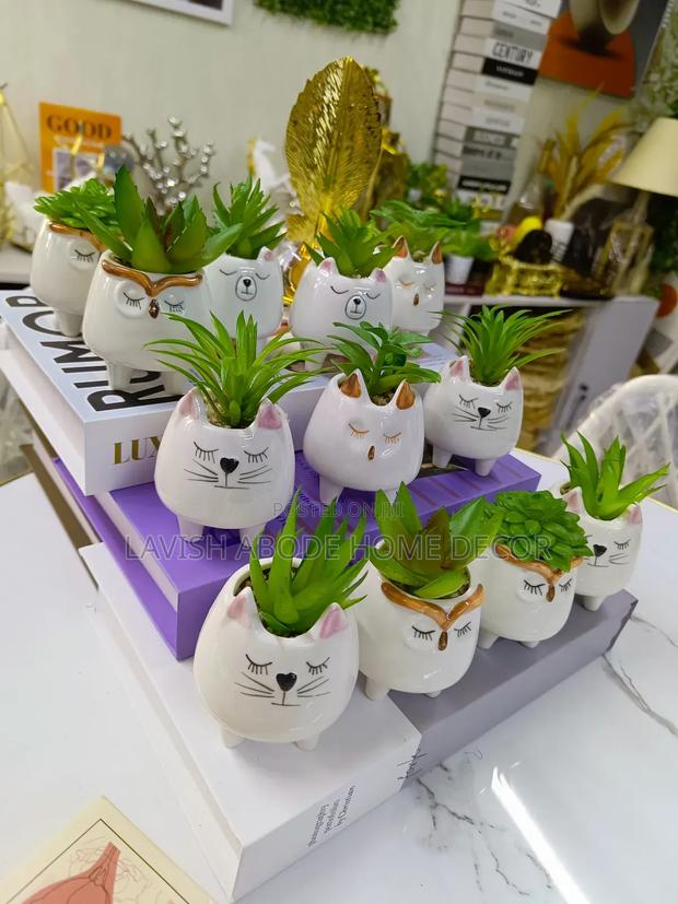 Cute Vases With Artificial Succulents Small Flower
