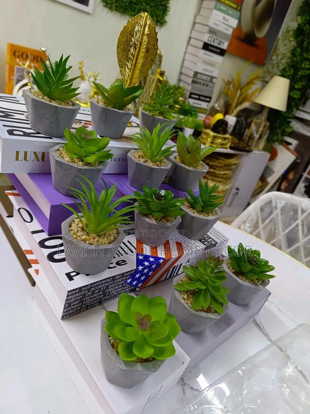 Artificial Succulents in Grey Pots Small Decor Flower