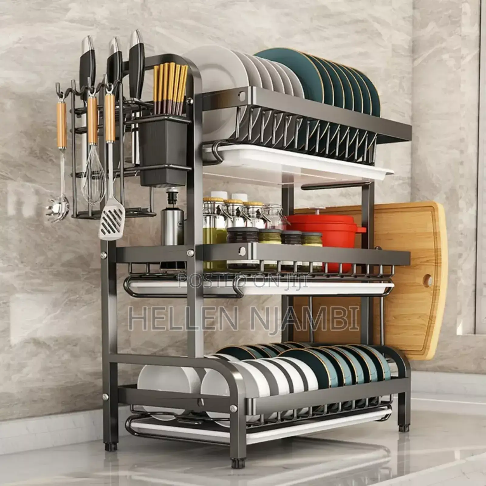 Three Tier Black Dish Rack