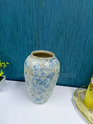 Large Blue White Brown Blend Ceramic Flower Vase