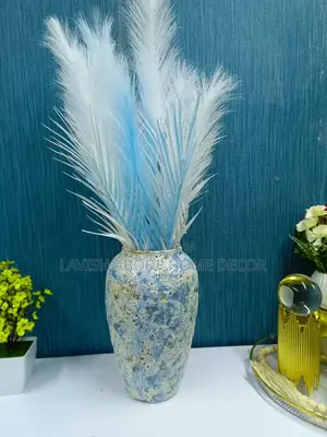 Large Blue White Brown Blend Ceramic Flower Vase