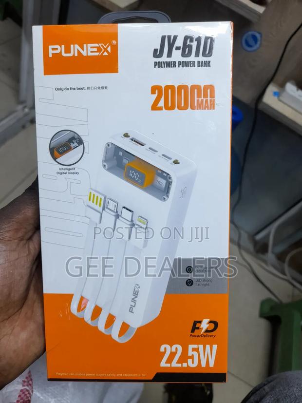 Punex Power Bank 20000mah ,Original Power Bank With Cables