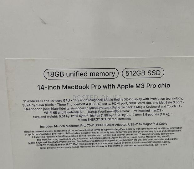 New Laptop Apple MacBook Pro 18GB Apple M3 SSD 512GB - thumbnail 3