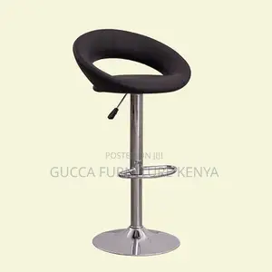 Home Chairs:Simple Midnight Black Bar Stool With Tanned Hide