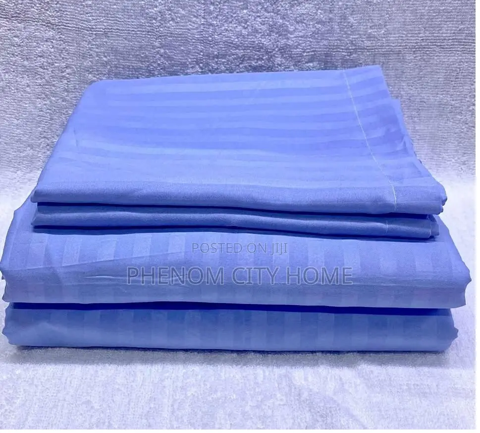 Blue Stripped Cotton Bedsheeet Set
