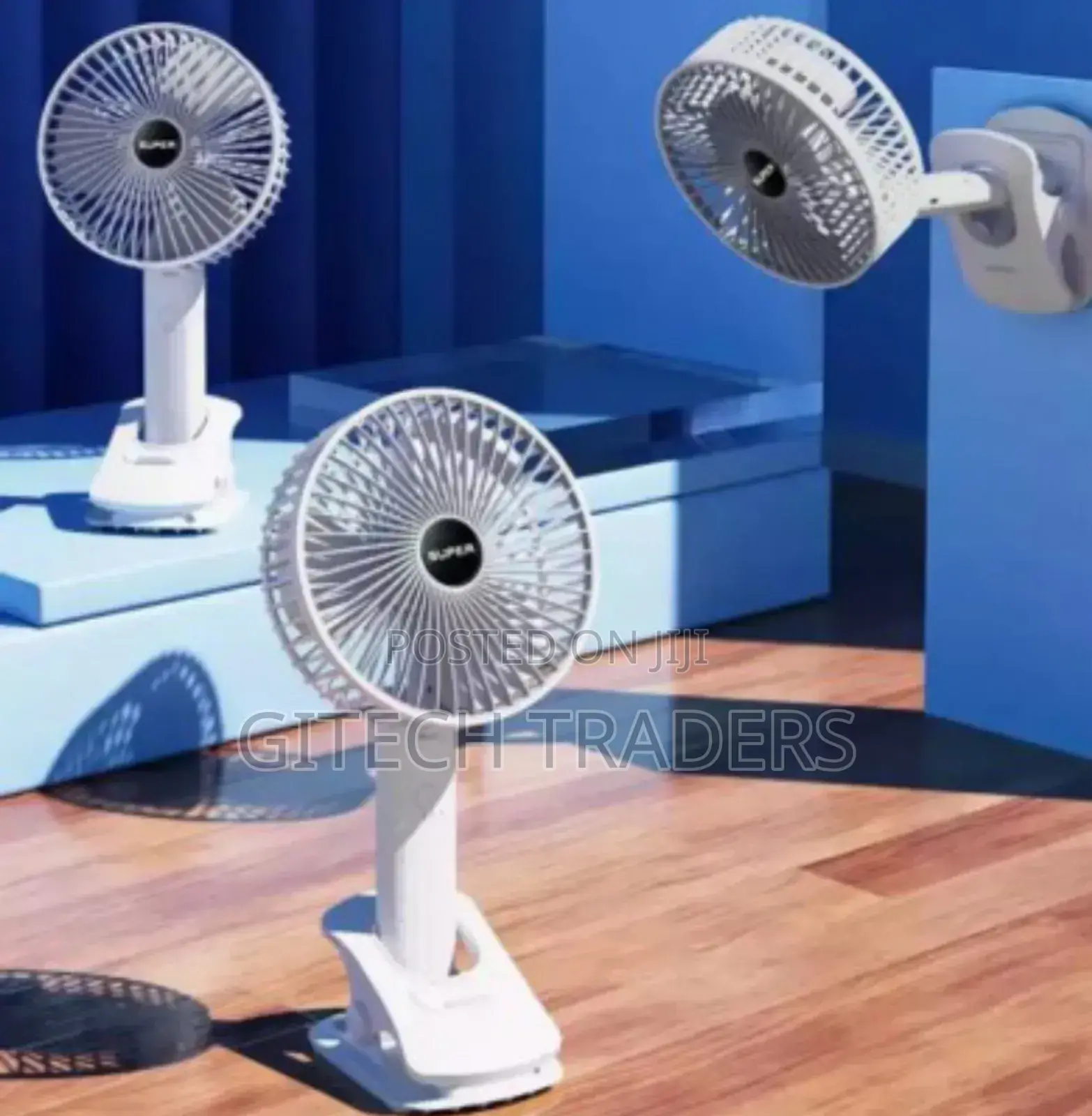 Rechargeable Desktop Fan, 3 Speed Fan : Has 3 Placement