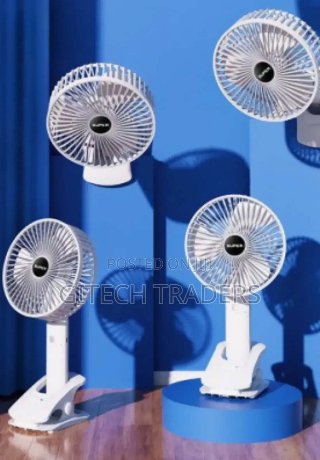 Rechargeable Desktop Fan, 3 Speed Fan : Has 3 Placement