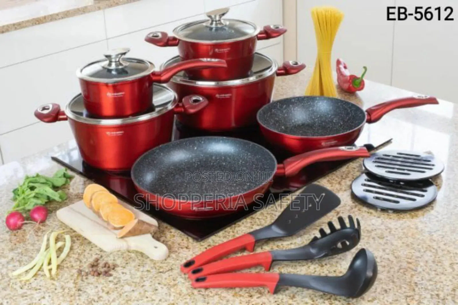 13 Pieces Edenberg Cookware- Red